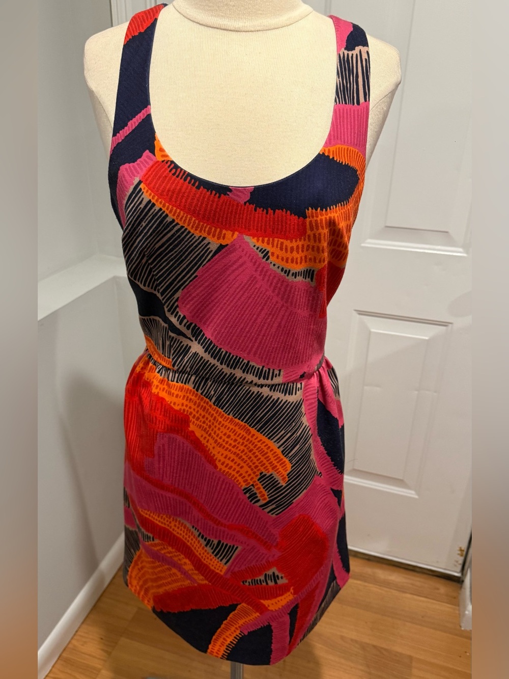 Trina Turk Pink, Orange & Navy Abstract Mini Dress (45)